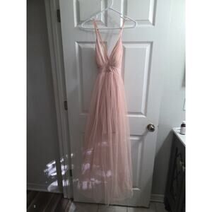 Haute Monde Women's Blush Pink Tulle Mesh Overlay Cocktail Prom Wedding Dress L